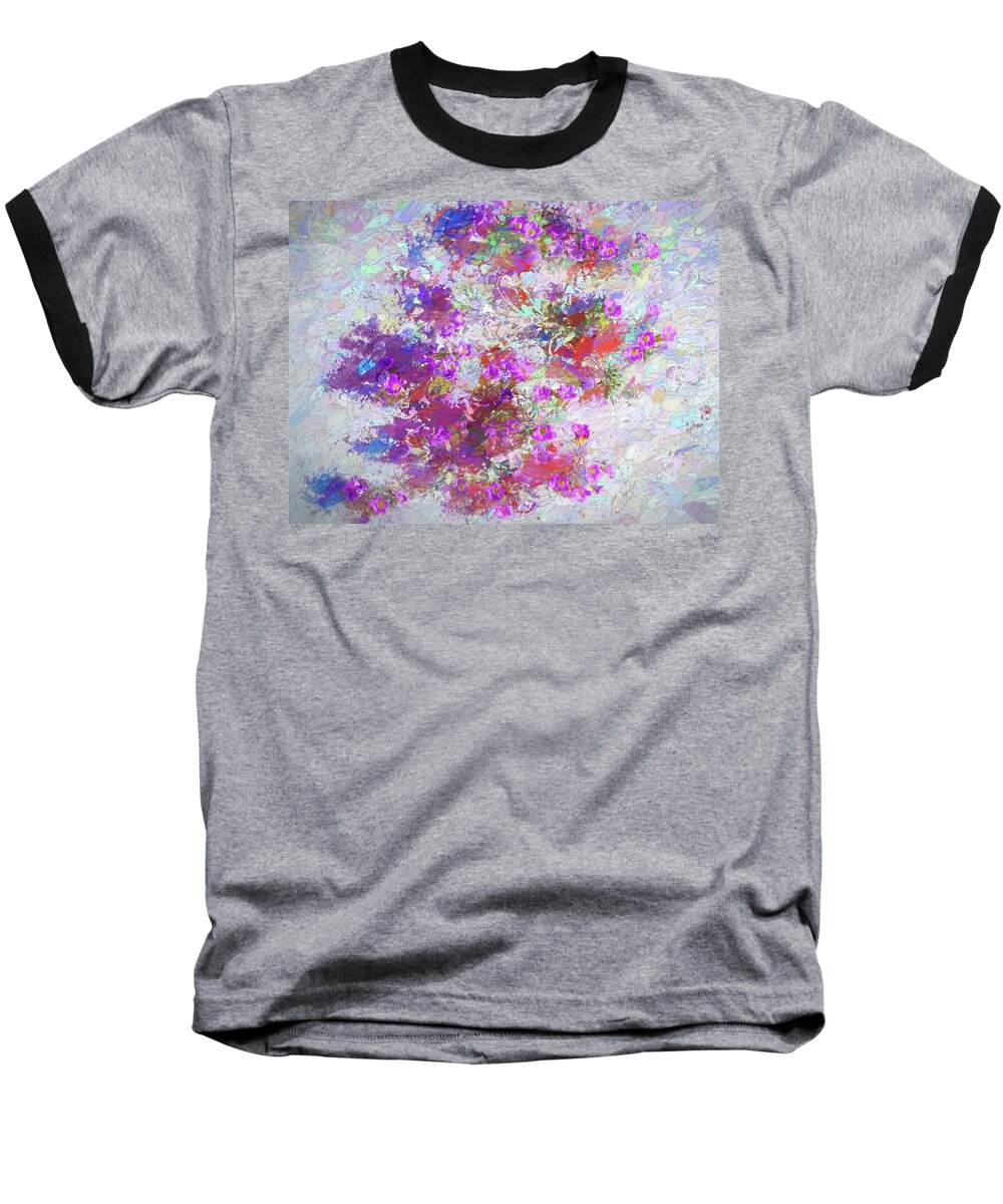 Flowers Baseball T-Shirt featuring the painting Desert Flowers Abstract 3 by Penny Lisowski
