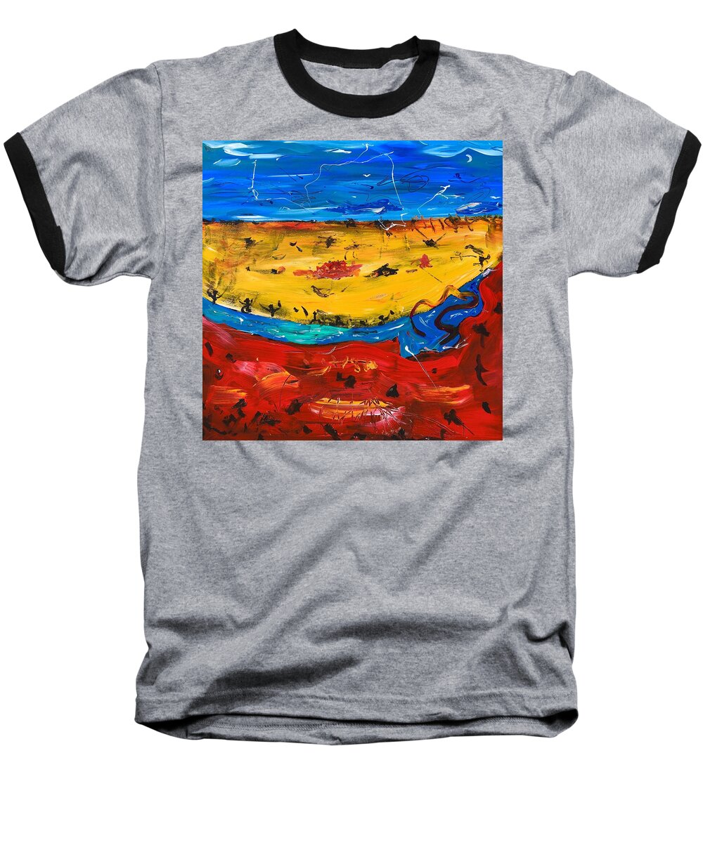 Desert Landscape Baseball T-Shirt featuring the painting Desert stream by Neal Barbosa