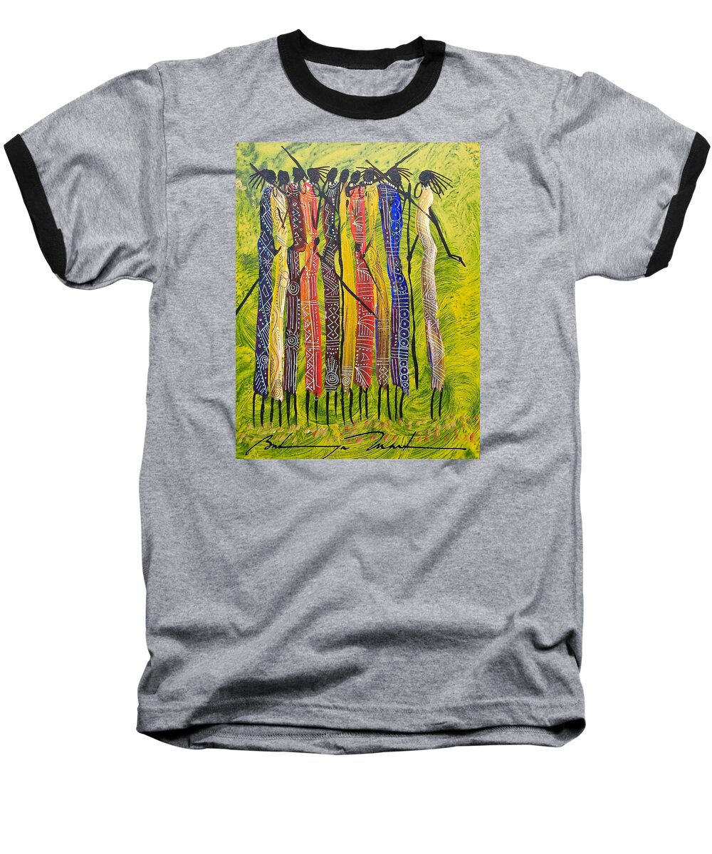 True African Art Baseball T-Shirt featuring the painting B -57 by Martin Bulinya