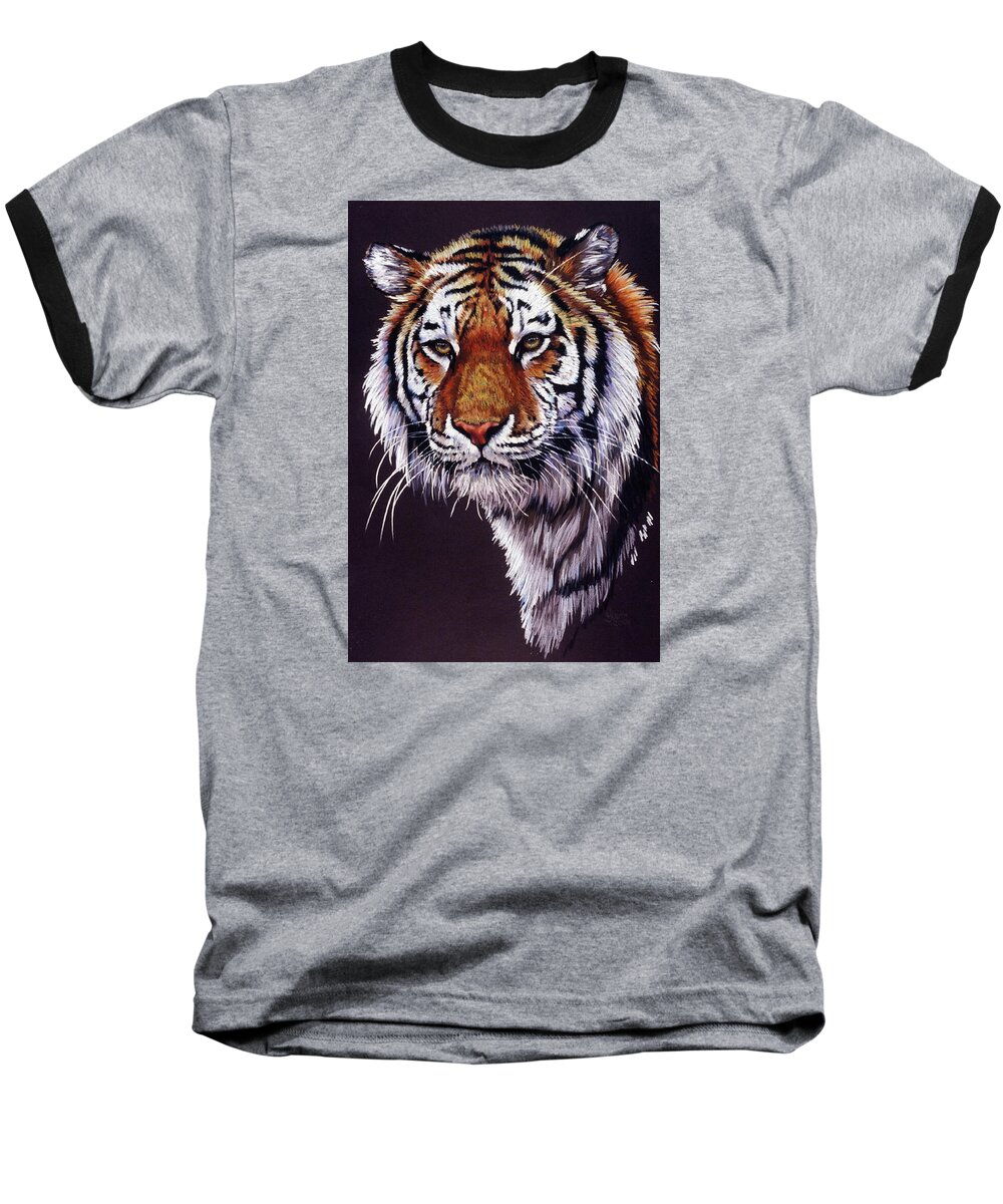 Tiger Baseball T-Shirt featuring the drawing Desperado by Barbara Keith