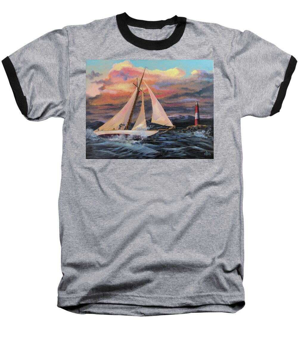 Sailing Baseball T-Shirt featuring the painting Desperate Reach by David Bader