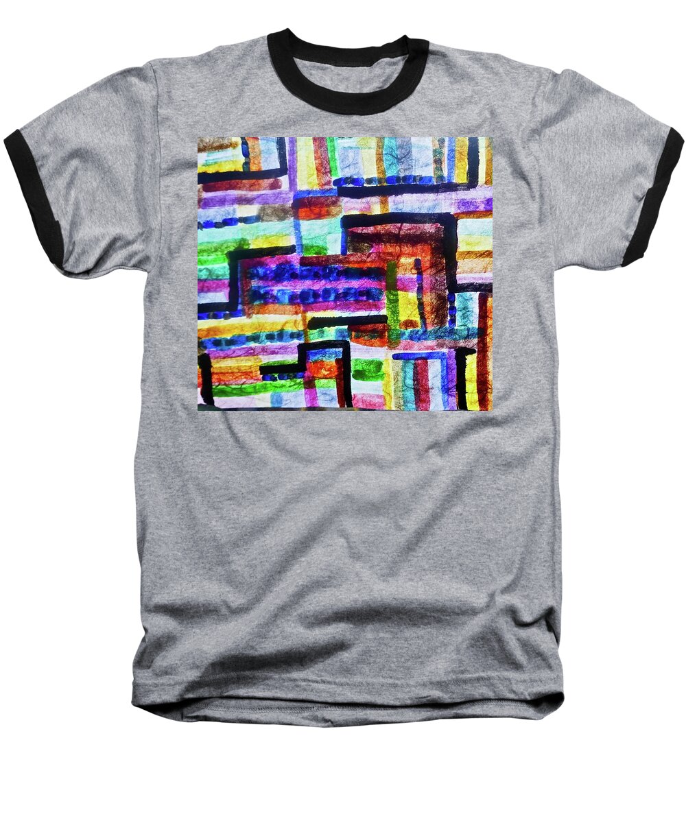 Colorful Abstract Painting Baseball T-Shirt featuring the painting Destiny Road by Joan Reese