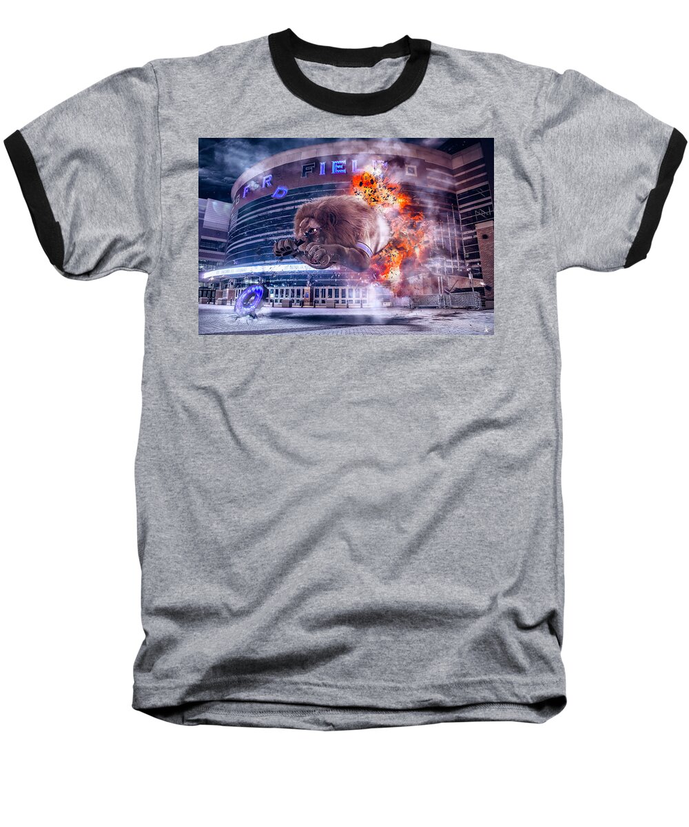 Comerica Park Baseball T-Shirt featuring the photograph Detroit Lions at Ford Field 2 by Nicholas Grunas