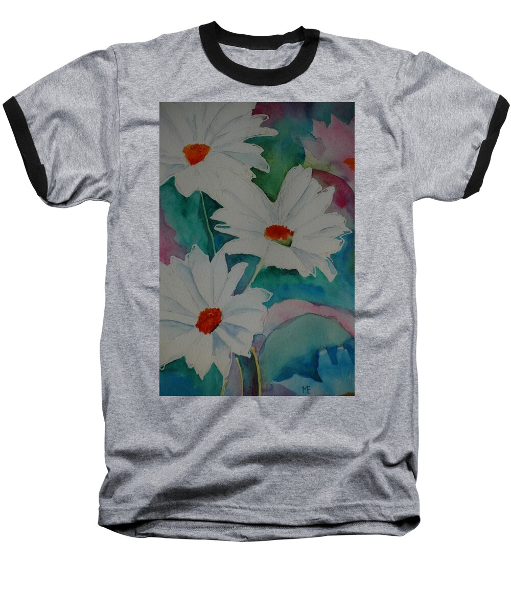 Daisies Baseball T-Shirt featuring the painting Devin's Dasies by Melinda Etzold