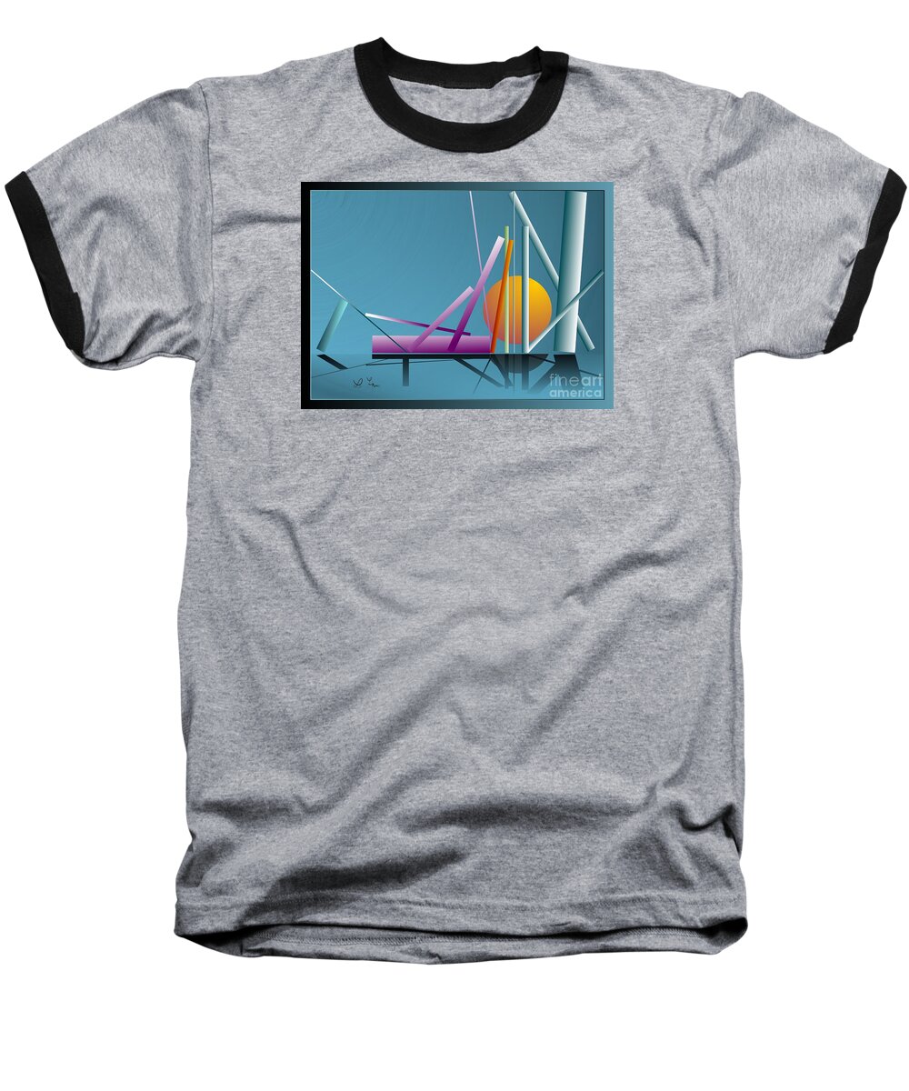  Baseball T-Shirt featuring the digital art Digital Sunset by Leo Symon