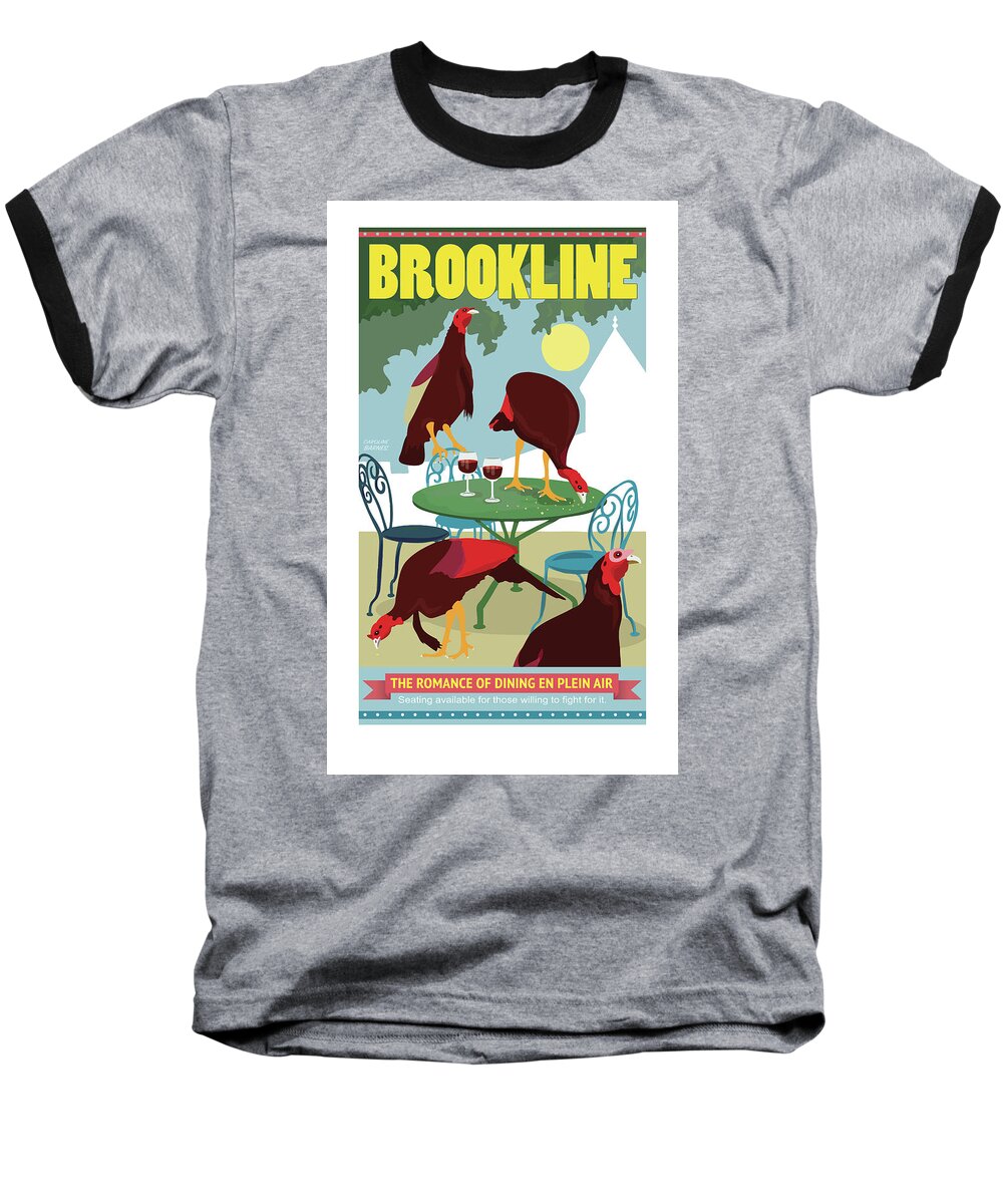 Brookline Turkeys Baseball T-Shirt featuring the digital art Dining En Plein Air by Caroline Barnes