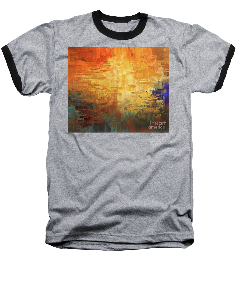 Abstract Baseball T-Shirt featuring the painting Dinosaur Lowlands by Tatiana Iliina