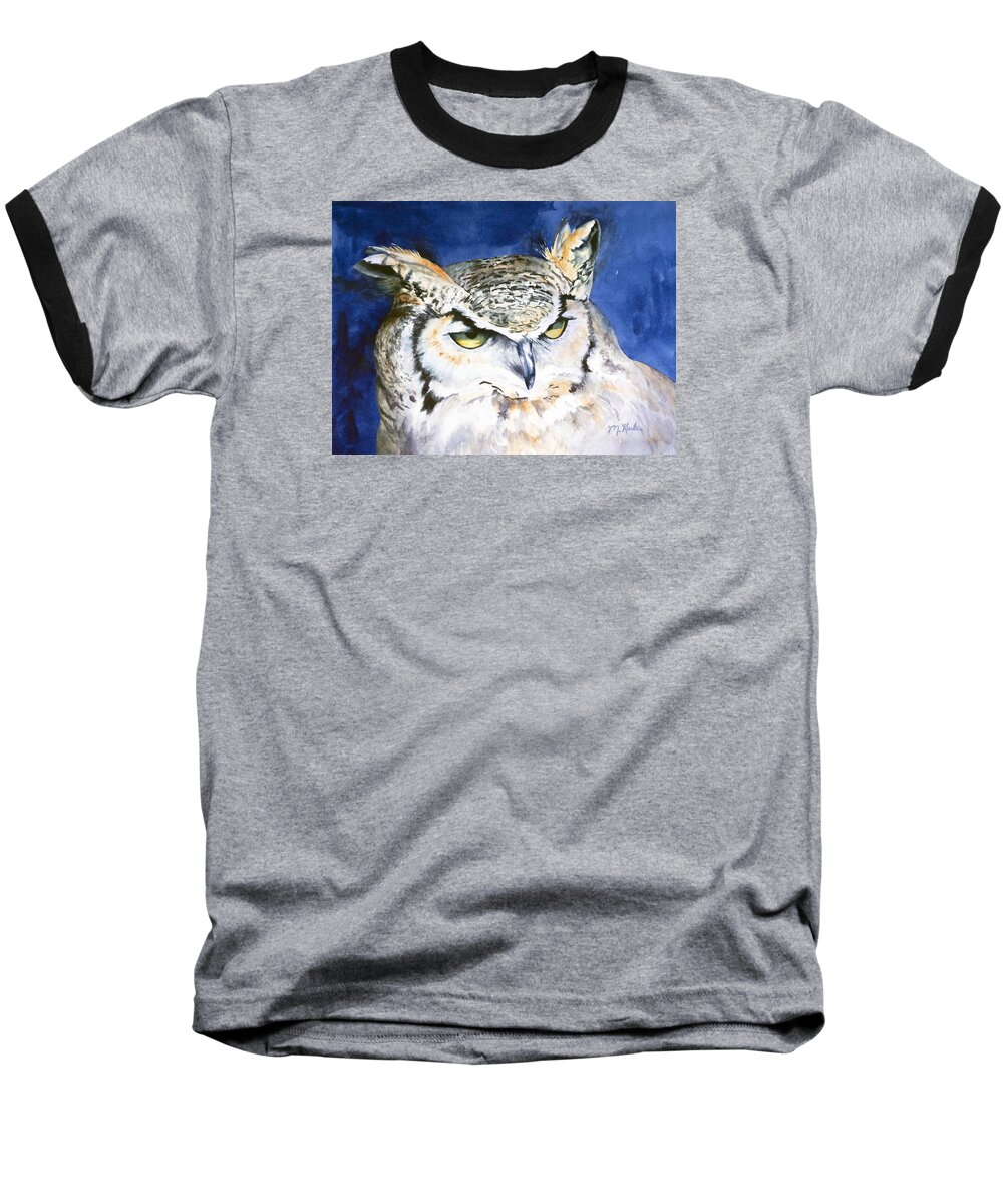 Owl Baseball T-Shirt featuring the painting Diogenes - The Cynic by Marsha Karle