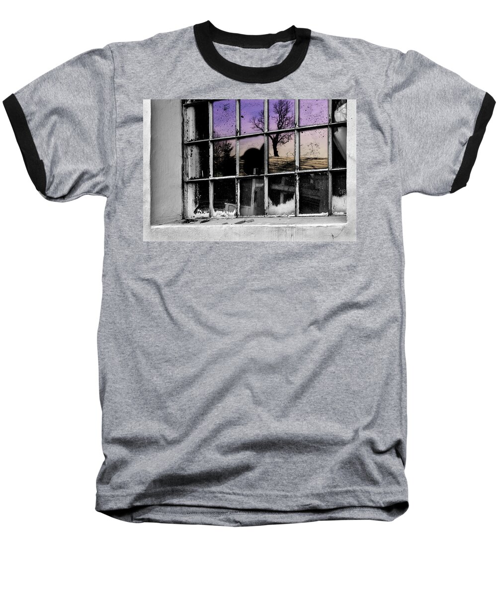 Window Baseball T-Shirt featuring the digital art Dirty, broken but beautiful by Wolfgang Stocker