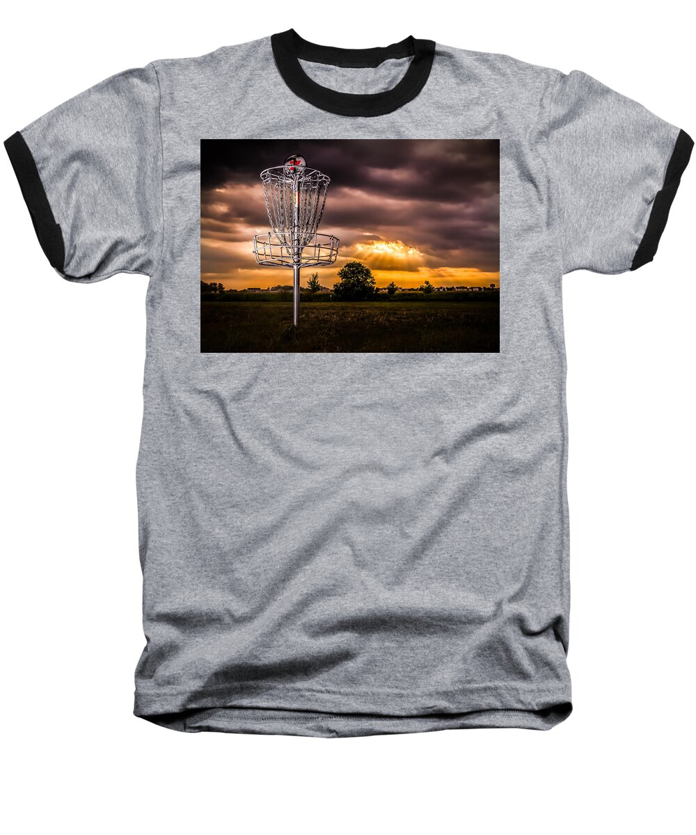 Disc Golf Basket Baseball T-Shirt featuring the photograph Disc Golf Anyone? by Ron Pate