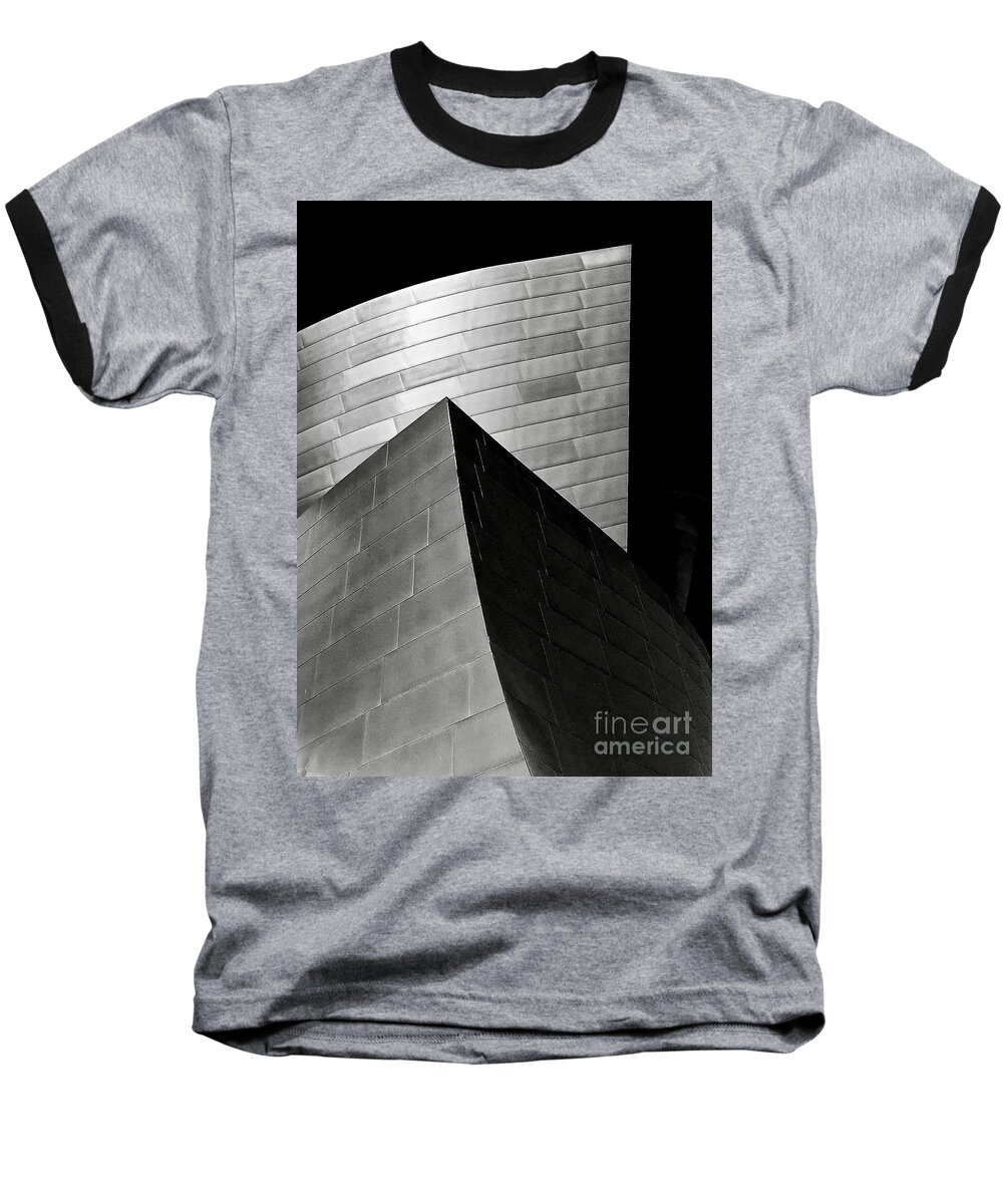 Disney Concert Hall Baseball T-Shirt featuring the photograph Disney Concert Hall Black and White by Michael Cinnamond