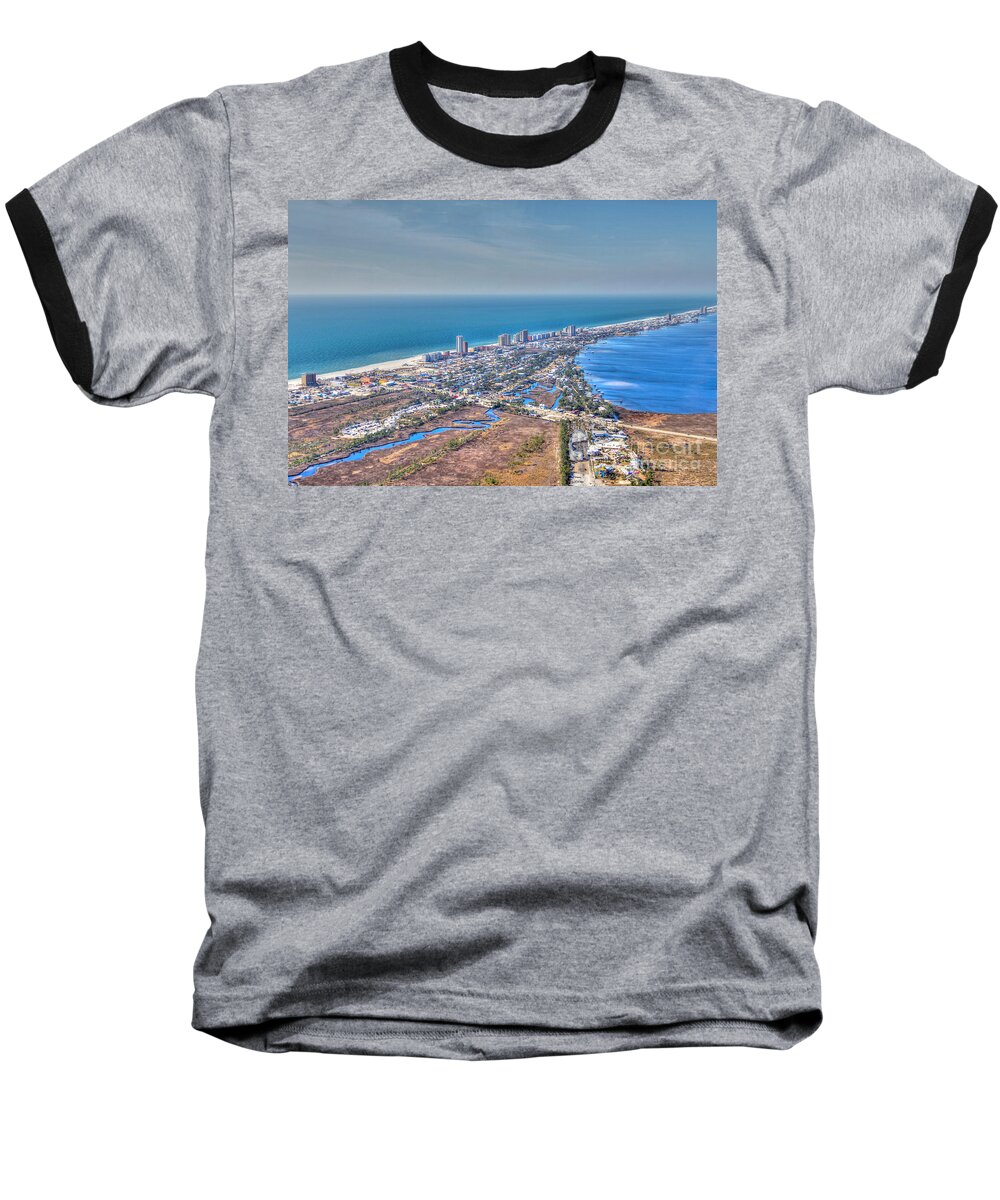 Gulf Shores Baseball T-Shirt featuring the photograph Distant Aerial View of Gulf Shores by Gulf Coast Aerials -