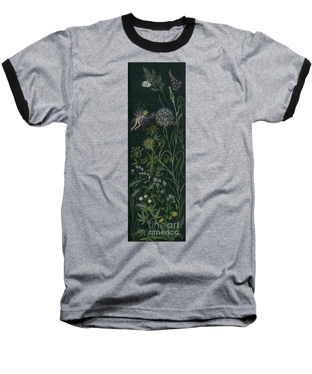 Fairy Baseball T-Shirt featuring the drawing Ditchweed Fairy Grasses by Dawn Fairies