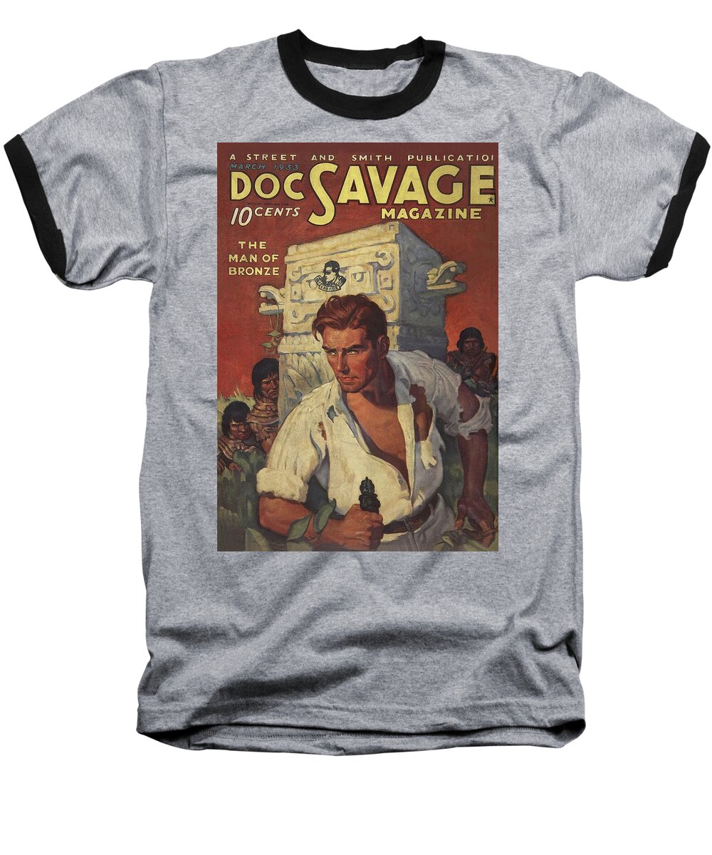 Comic Baseball T-Shirt featuring the drawing Doc Savage The Man of Bronze by Conde Nast