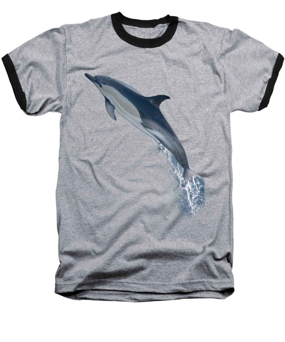 Dolphin Baseball T-Shirt featuring the photograph Dolphin leaping T-shirt by Tony Mills