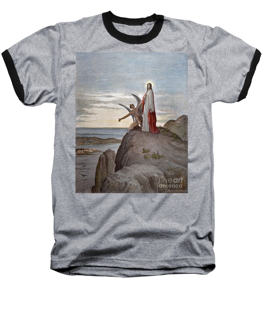 19th Century Baseball T-Shirt featuring the drawing Temptation Of Jesus by Gustave Dore