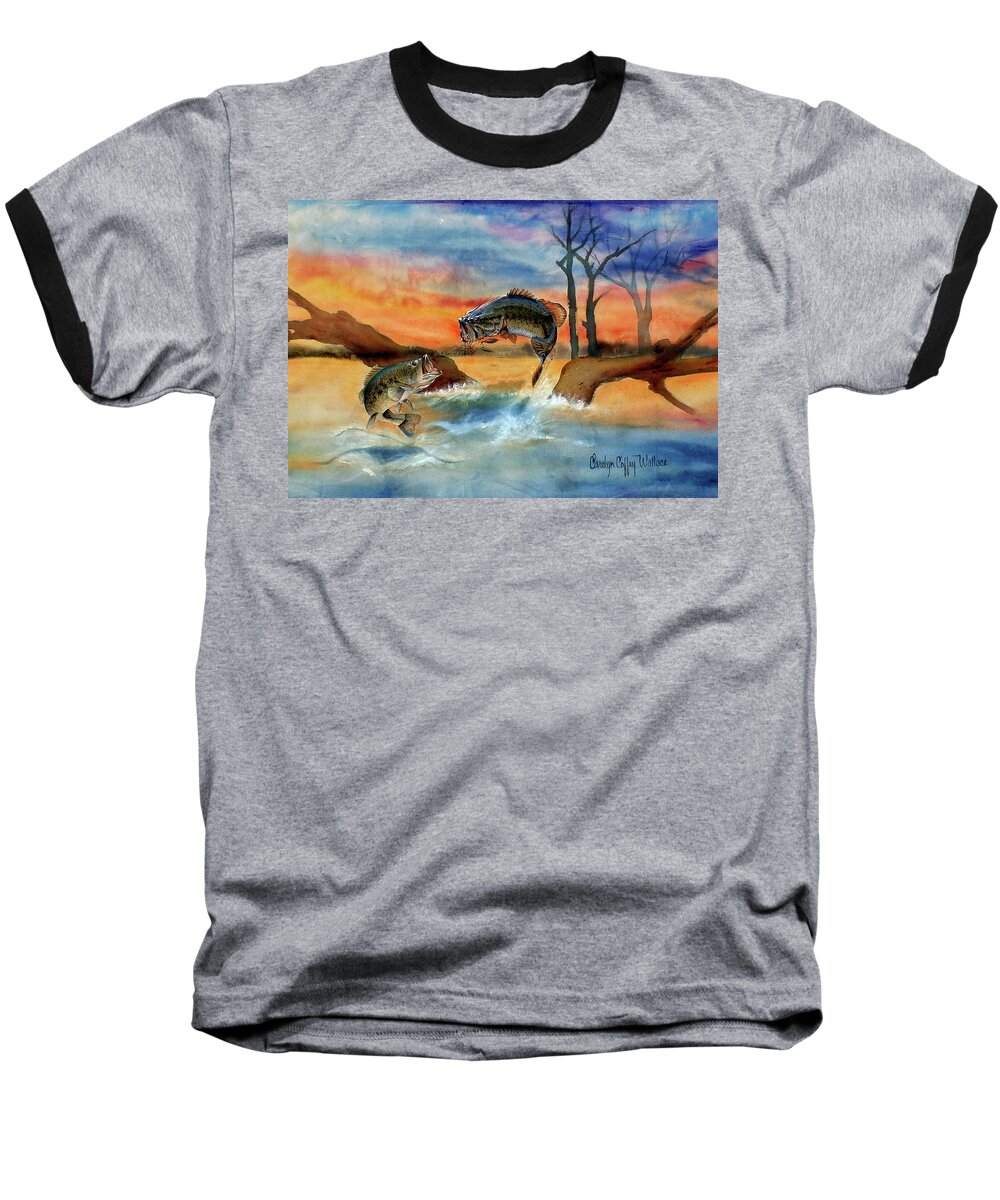 Nature Baseball T-Shirt featuring the painting Double Jump Detail by Carolyn Coffey Wallace