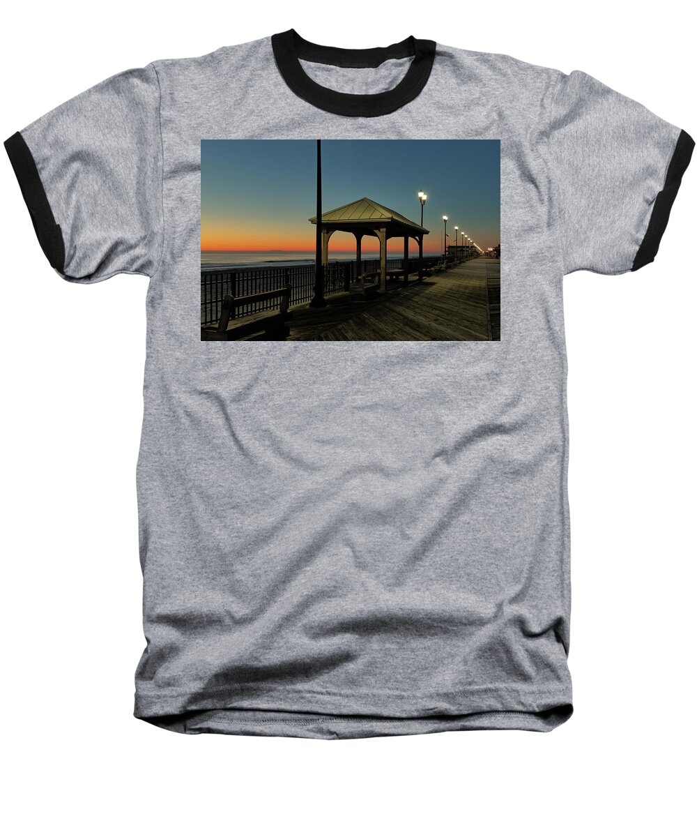 New Jersey Baseball T-Shirt featuring the photograph Down the Shore at Dawn by Kyle Lee