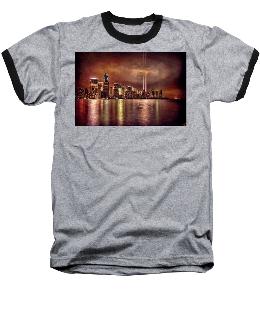 9/11 Baseball T-Shirt featuring the photograph Downtown Manhattan September Eleventh by Chris Lord
