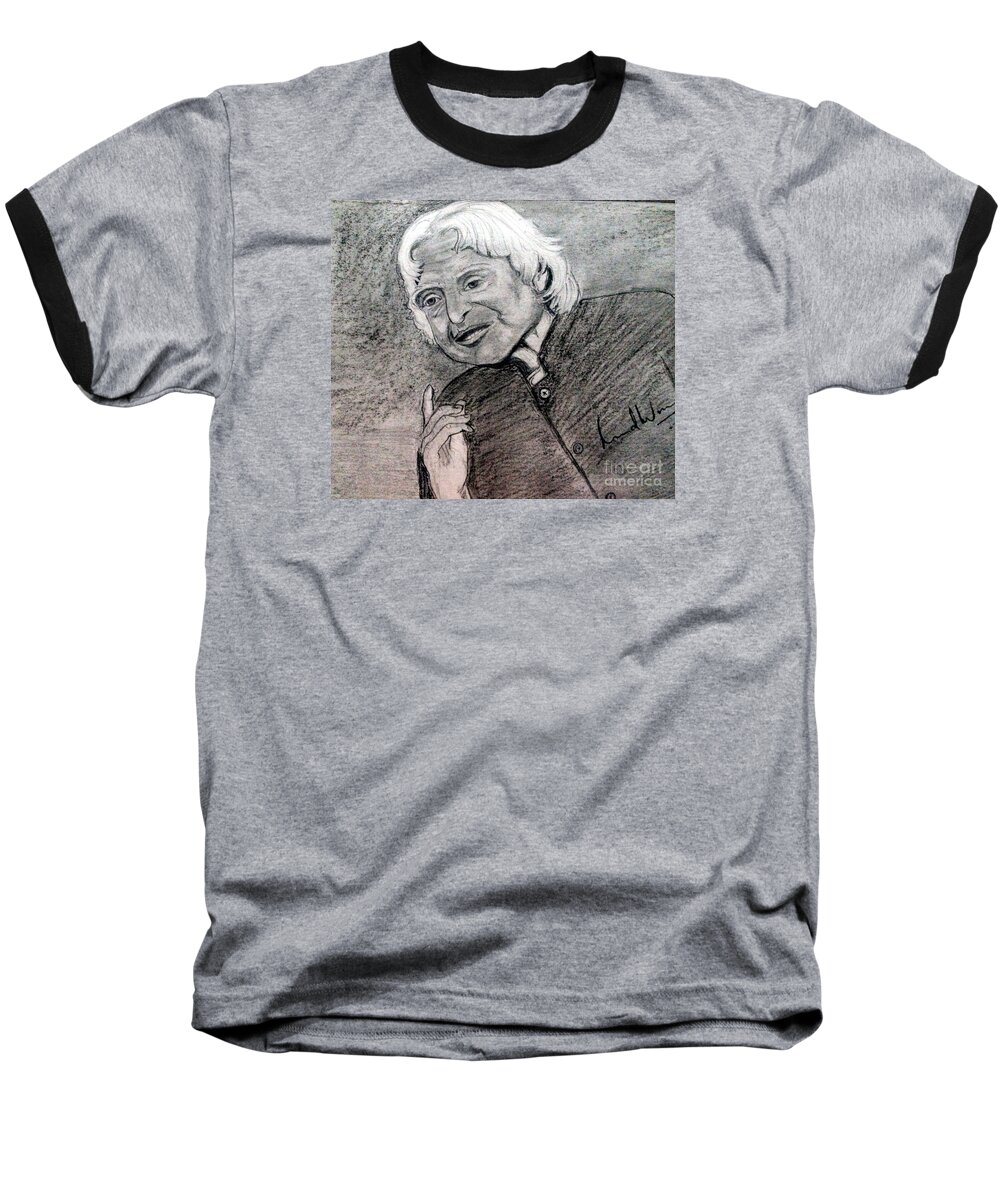 Great Leader Baseball T-Shirt featuring the painting Dr. Abdul Khalam by Brindha Naveen