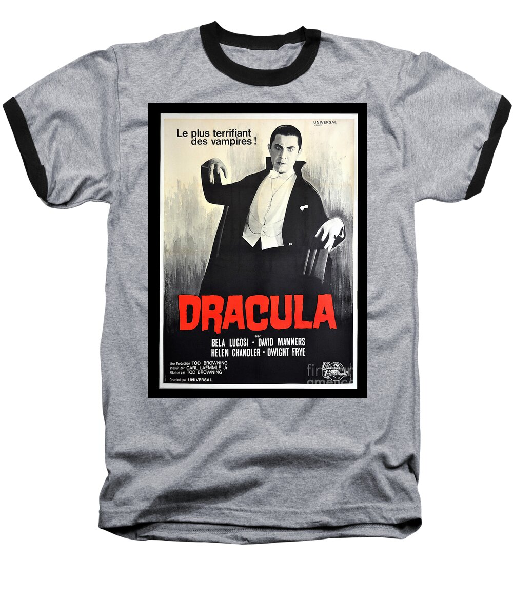 Bela Lugosi Baseball T-Shirt featuring the photograph Bela Lugosi Dracula Le plus terrifiant des vampires by Vintage Collectables