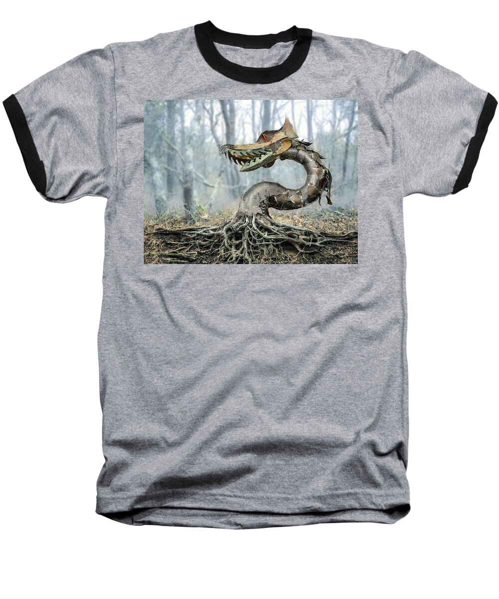 Dragon Baseball T-Shirt featuring the digital art Dragon Root by Rick Mosher