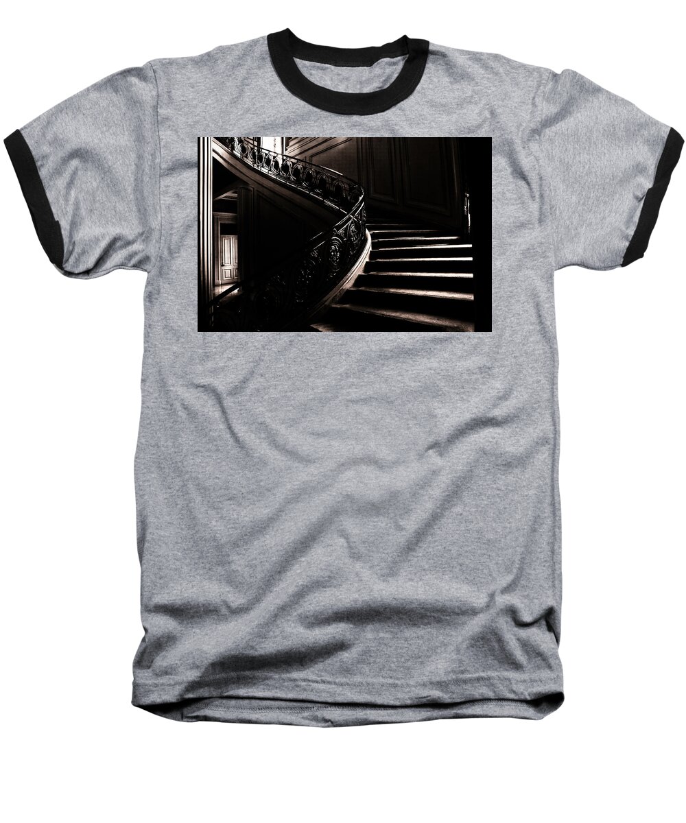 Stairway Baseball T-Shirt featuring the photograph Dramatic Stairway Scene by Joseph Hollingsworth