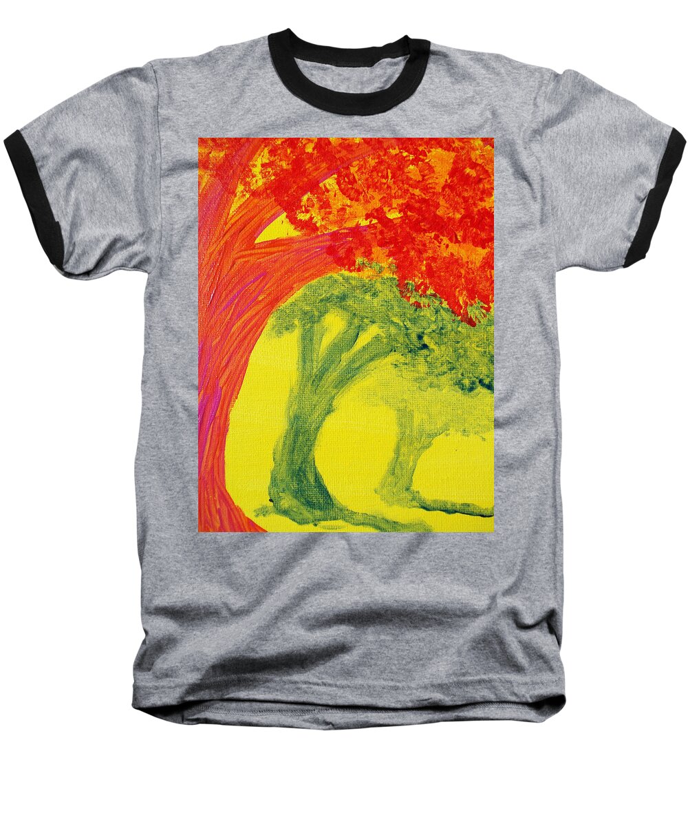 Orange Baseball T-Shirt featuring the painting Dreaming and Shadows by Laurette Escobar