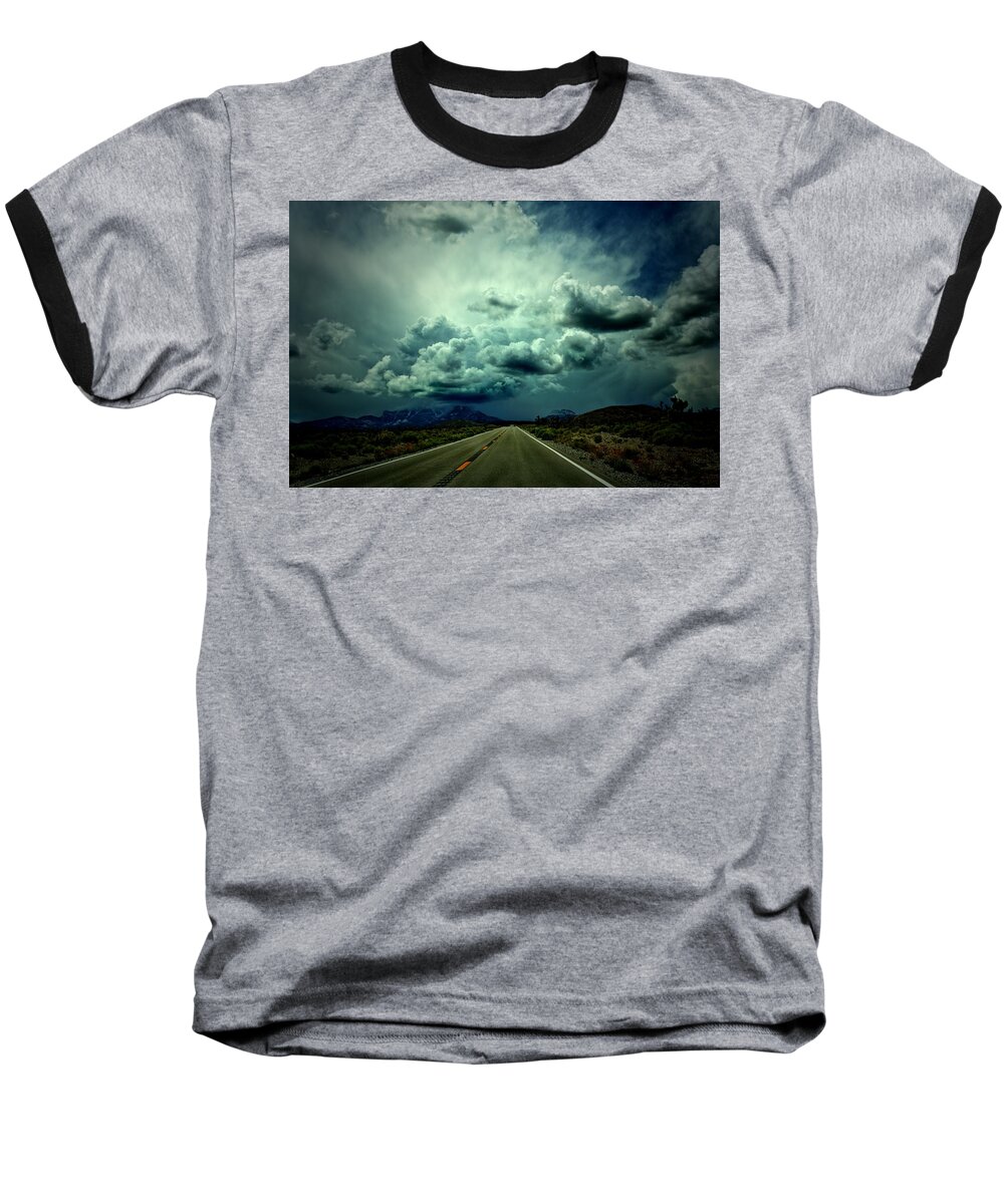 Clouds Baseball T-Shirt featuring the photograph Drive On by Mark Ross