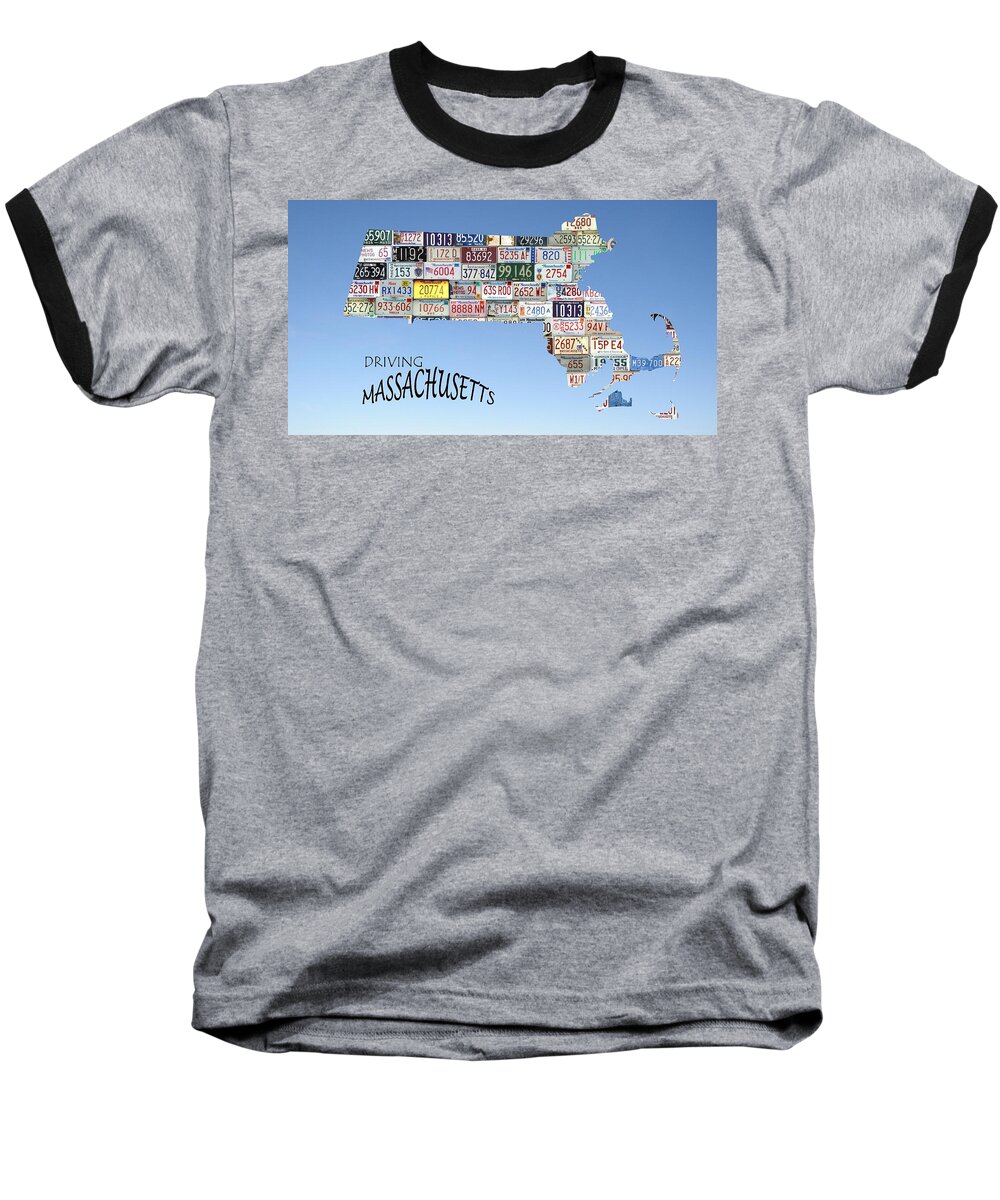 Massachusetts State Map Baseball T-Shirt featuring the photograph Driving Massachusetts by Jewels Hamrick