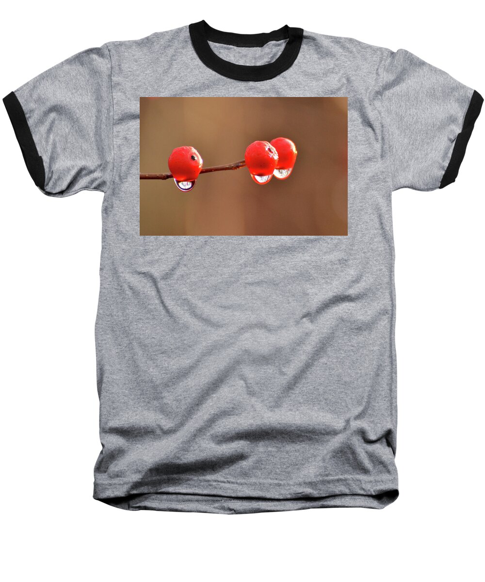 Droplets Baseball T-Shirt featuring the photograph Droplets by Nancy Landry