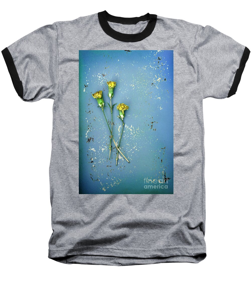 Flowers Baseball T-Shirt featuring the photograph Dry Flowers on Blue by Jill Battaglia