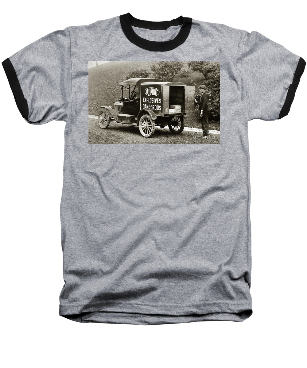 Du Pont Baseball T-Shirt featuring the photograph Du Pont Co. Explosives Truck Pennsylvania Coal Fields 1916 by Arthur Miller