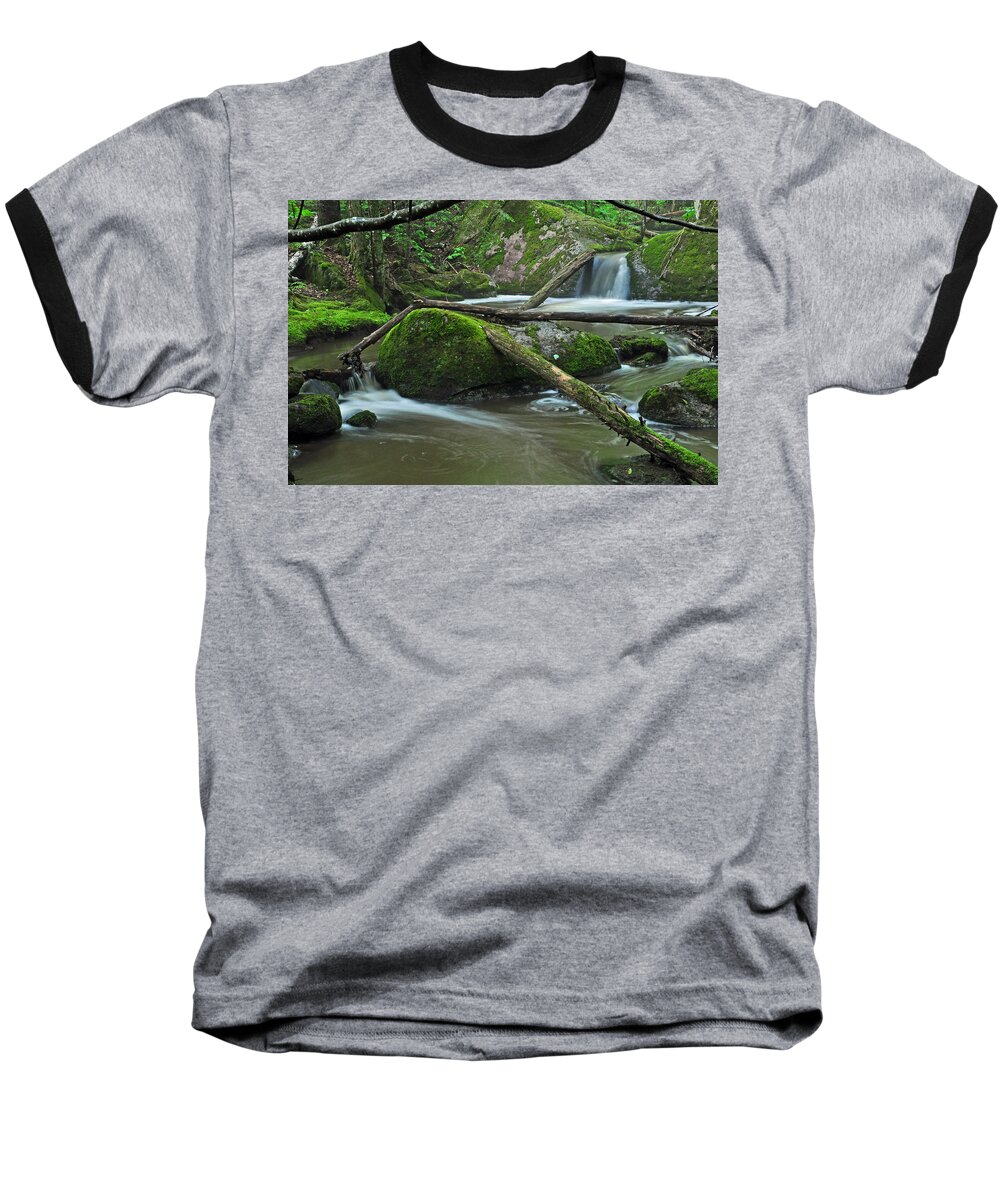 Stream Baseball T-Shirt featuring the photograph Dual Falls by Glenn Gordon