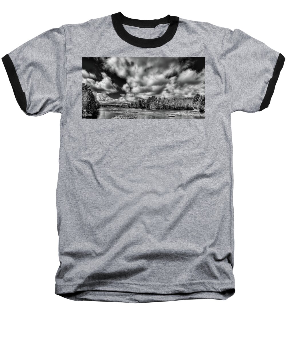 Dusting Of Snow On The River Baseball T-Shirt featuring the photograph Dusting of Snow on the River by David Patterson