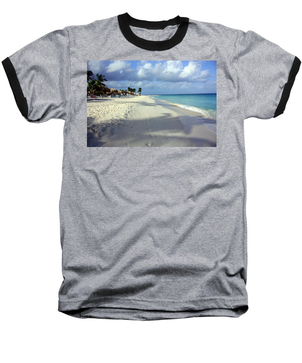 Eagle Beach Baseball T-Shirt featuring the photograph Eagle Beach Aruba by Suzanne Stout