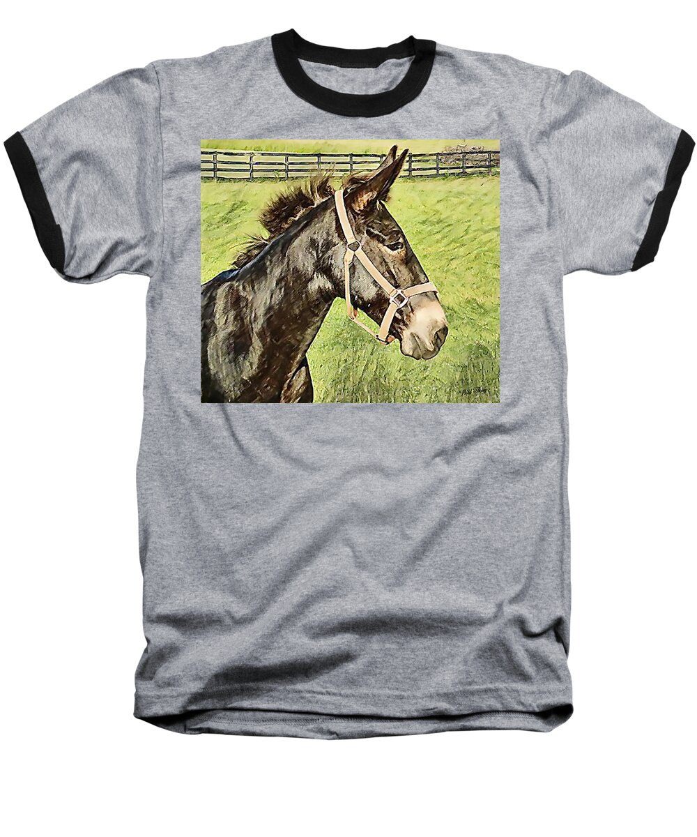 Mule Baseball T-Shirt featuring the digital art Earistotle by Wild Thing
