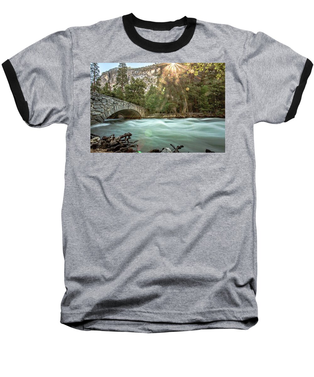 Yosemite Baseball T-Shirt featuring the photograph Early Morning on the Merced River by Ryan Weddle