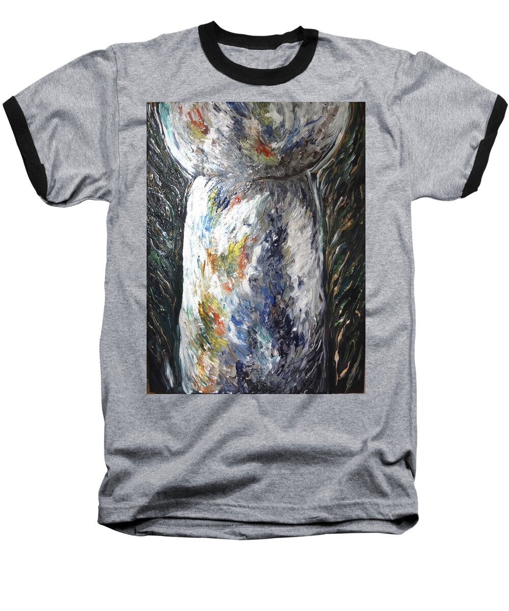 Guam Baseball T-Shirt featuring the painting Earth Latte Stone by Michelle Pier
