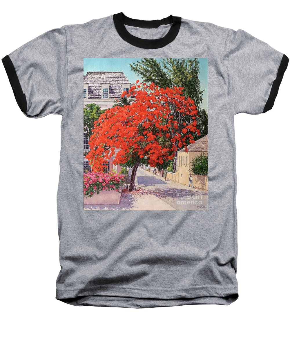 Eddie Baseball T-Shirt featuring the painting East and Shirley Street by Eddie Minnis