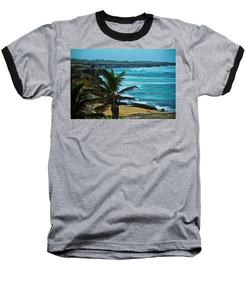 Barbados Baseball T-Shirt featuring the photograph East coast bay by Stuart Manning