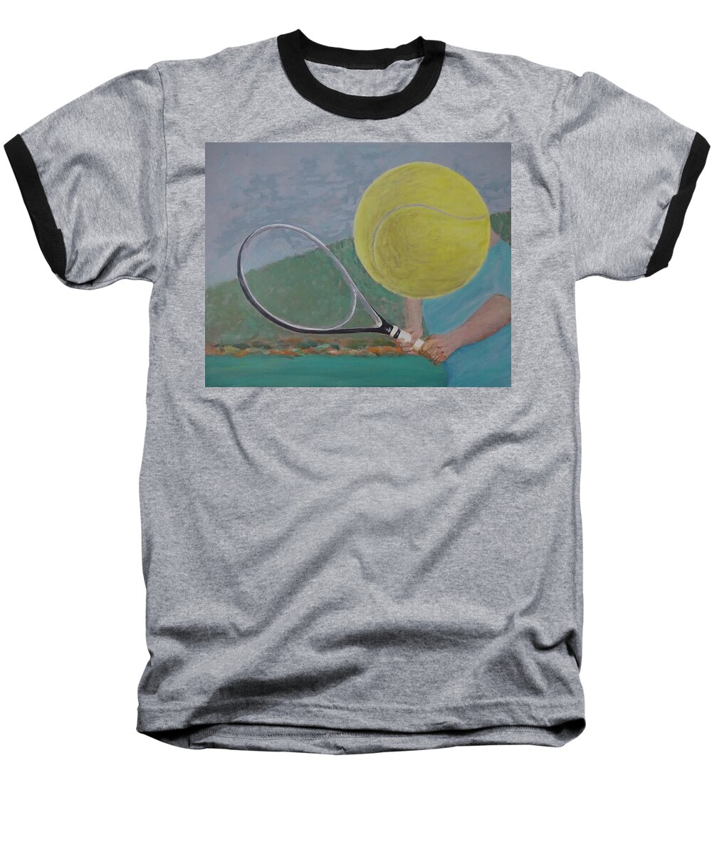 Tennis Baseball T-Shirt featuring the painting Easy Return by Mike Jenkins