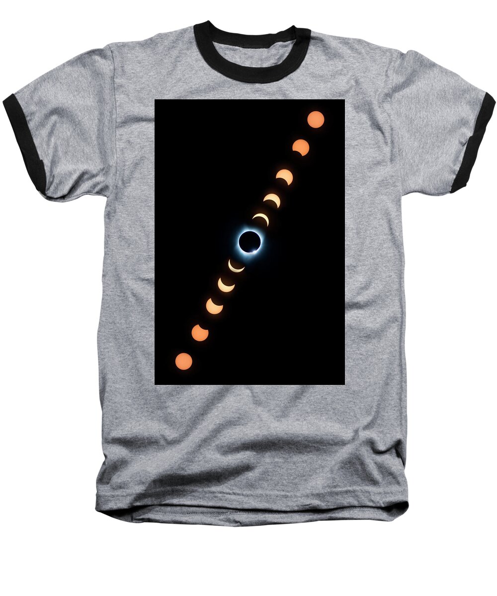 Total Eclipse Baseball T-Shirt featuring the photograph Eclipse Phases by JustJeffAz Photography