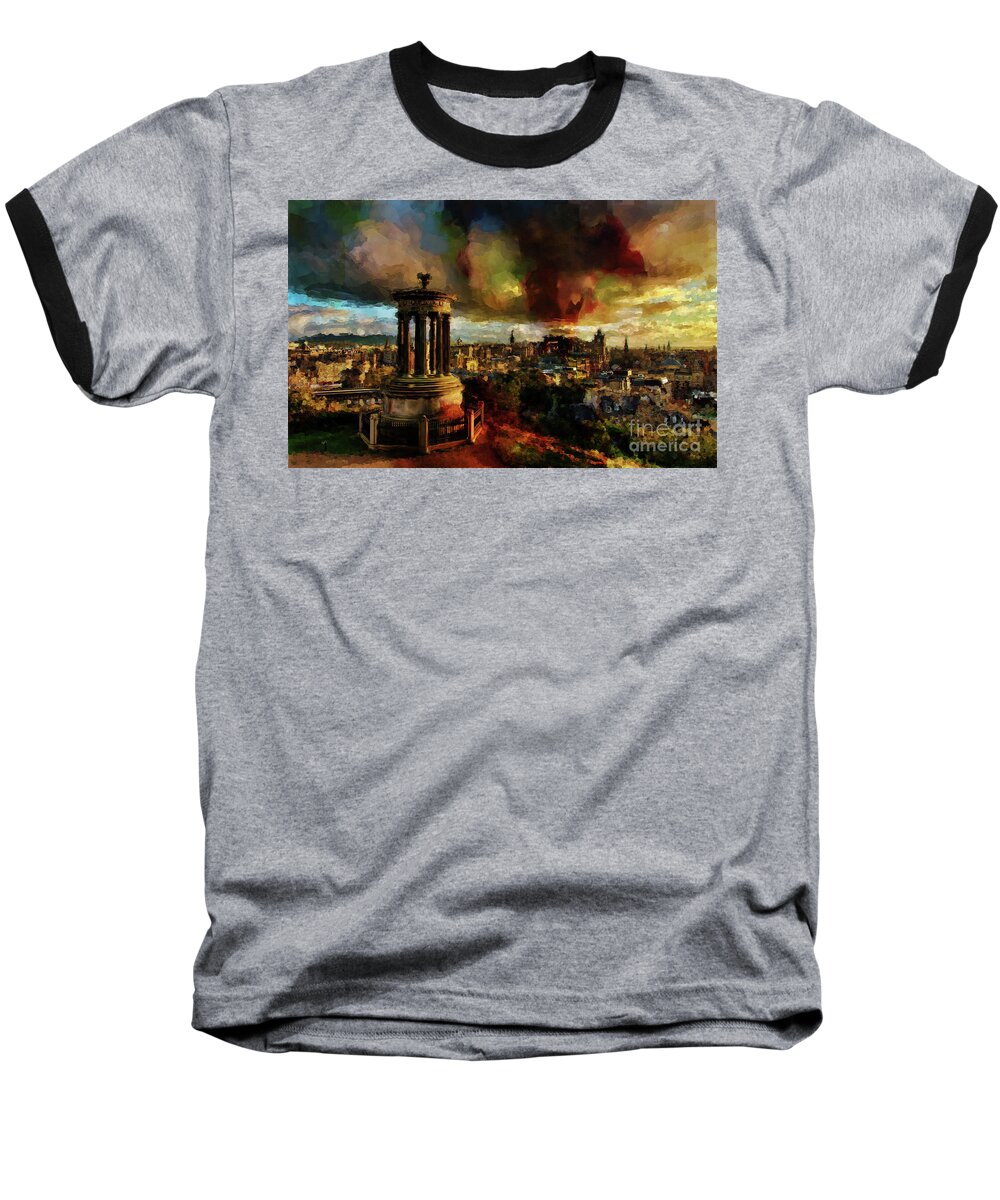 City Baseball T-Shirt featuring the painting Edinburgh Scotland 01 by Gull G