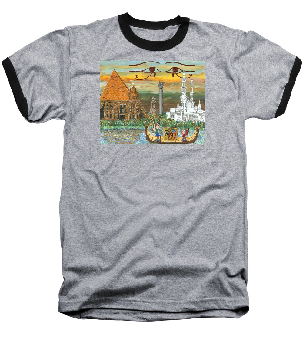 Pyramids Baseball T-Shirt featuring the painting Egypt  jan by Paul Fields