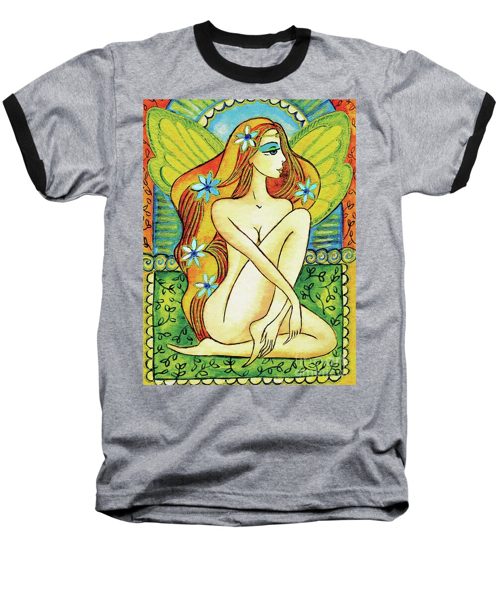 Egyptian Goddess Baseball T-Shirt featuring the painting Egyptian Fairy I by Eva Campbell