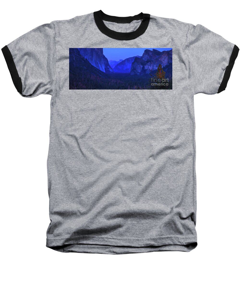 Yosemite Baseball T-Shirt featuring the photograph El Capitan blue hour by Benny Marty
