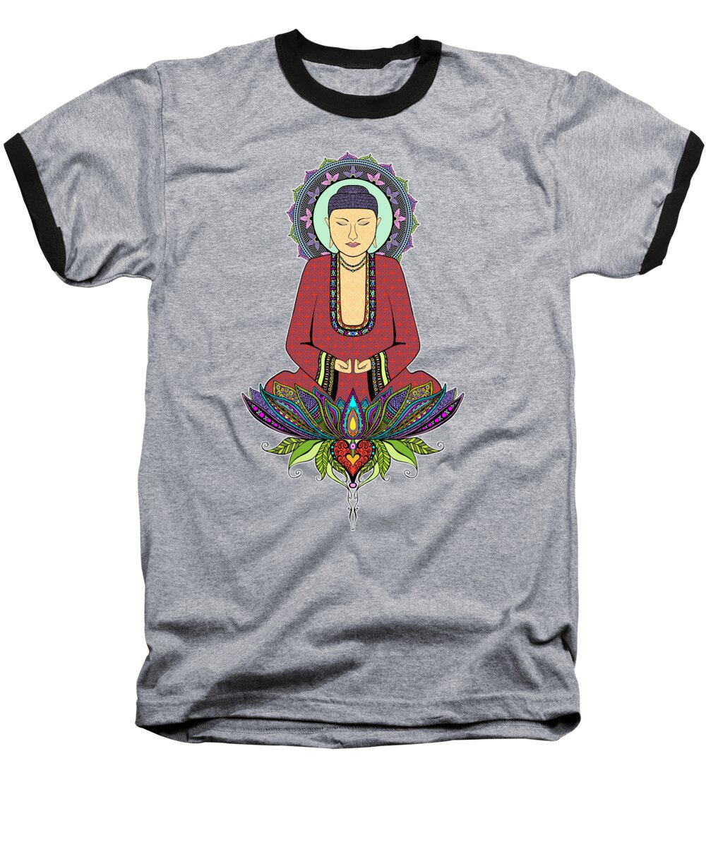 Buddha Baseball T-Shirt featuring the digital art Electric Buddha by Tammy Wetzel