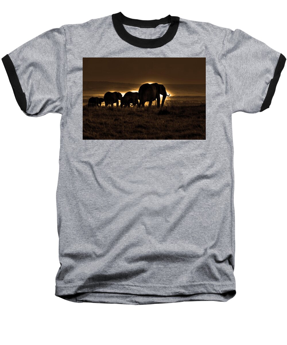 Elephant Baseball T-Shirt featuring the photograph Elephant Herd On The Masai Mara by Aidan Moran