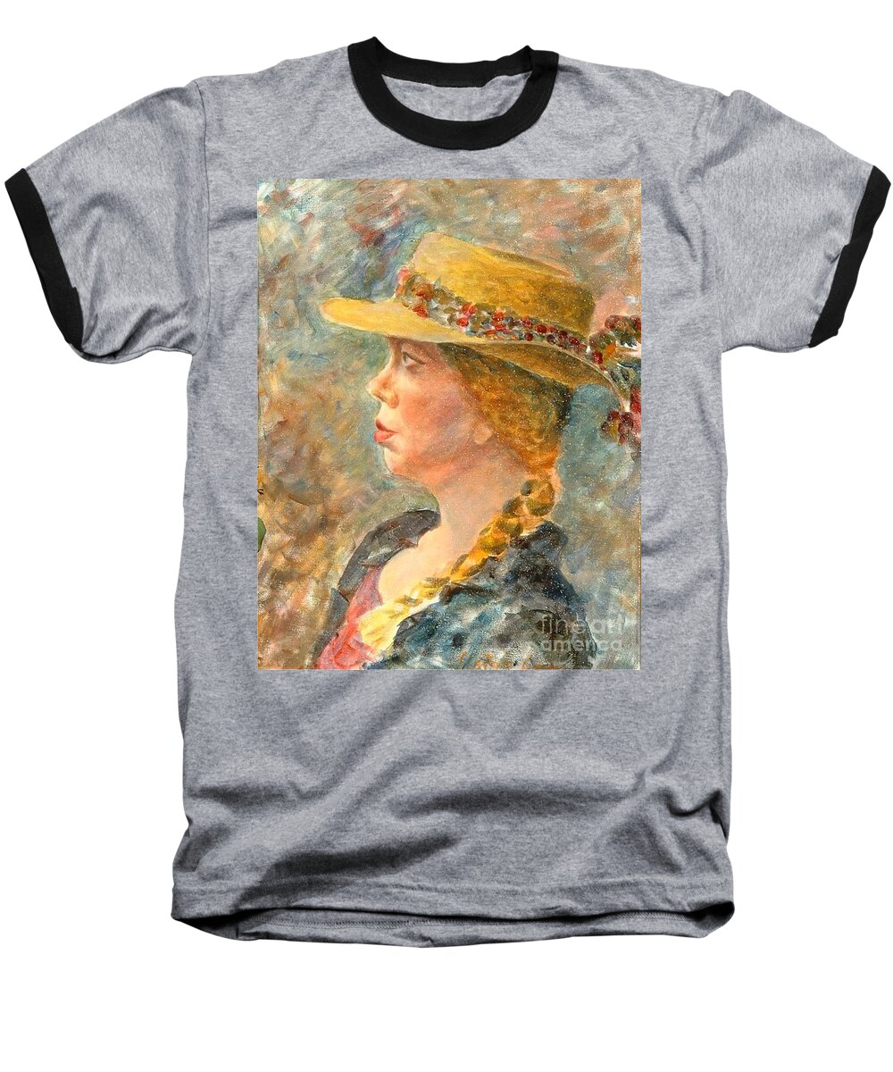 Portrait Baseball T-Shirt featuring the painting Elizabeth by Claire Gagnon